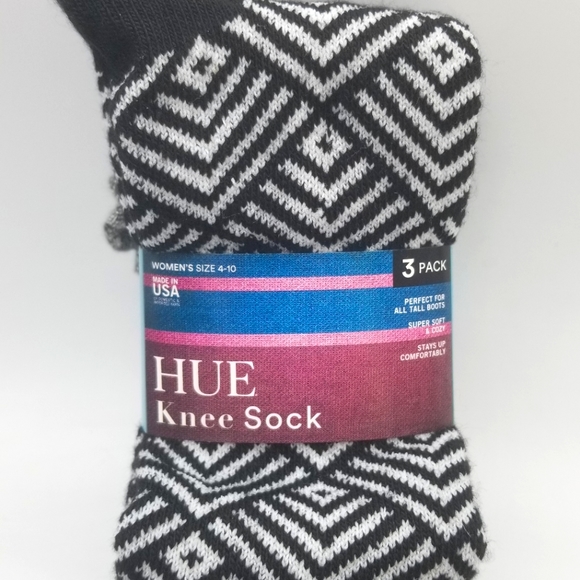 Hue Knee Socks 3-Pairs Deco Style for Women Size 4-10 - Picture 3 of 5